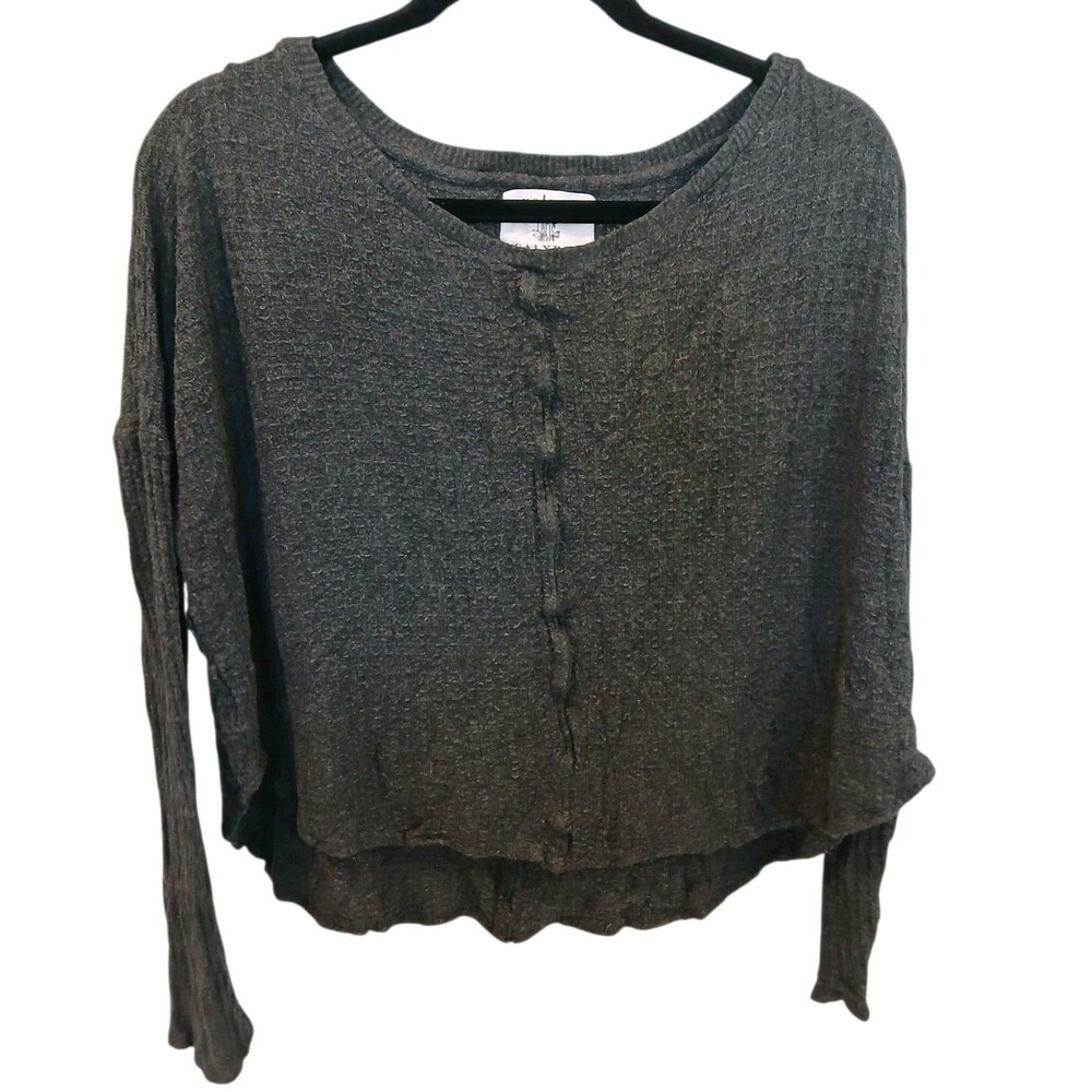 Velvet for Calypso St. Barth Womens Gray Waffle Knit Pullover Sweater Top Size M